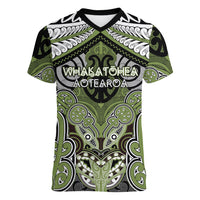 Aotearoa Iwi Whakatohea Personalised Women V-Neck T-Shirt Maori Kowhaiwhai Pattern