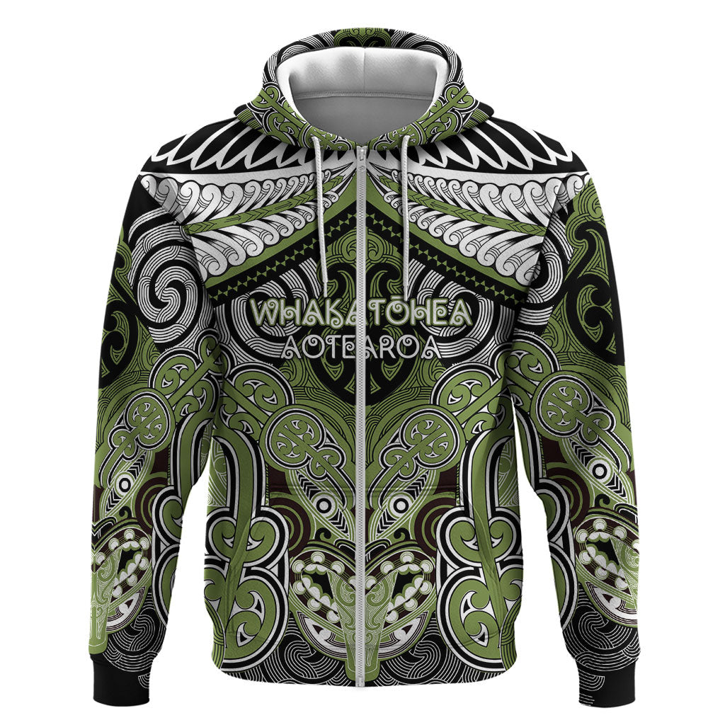 Aotearoa Iwi Whakatohea Personalised Zip Hoodie Maori Kowhaiwhai Pattern