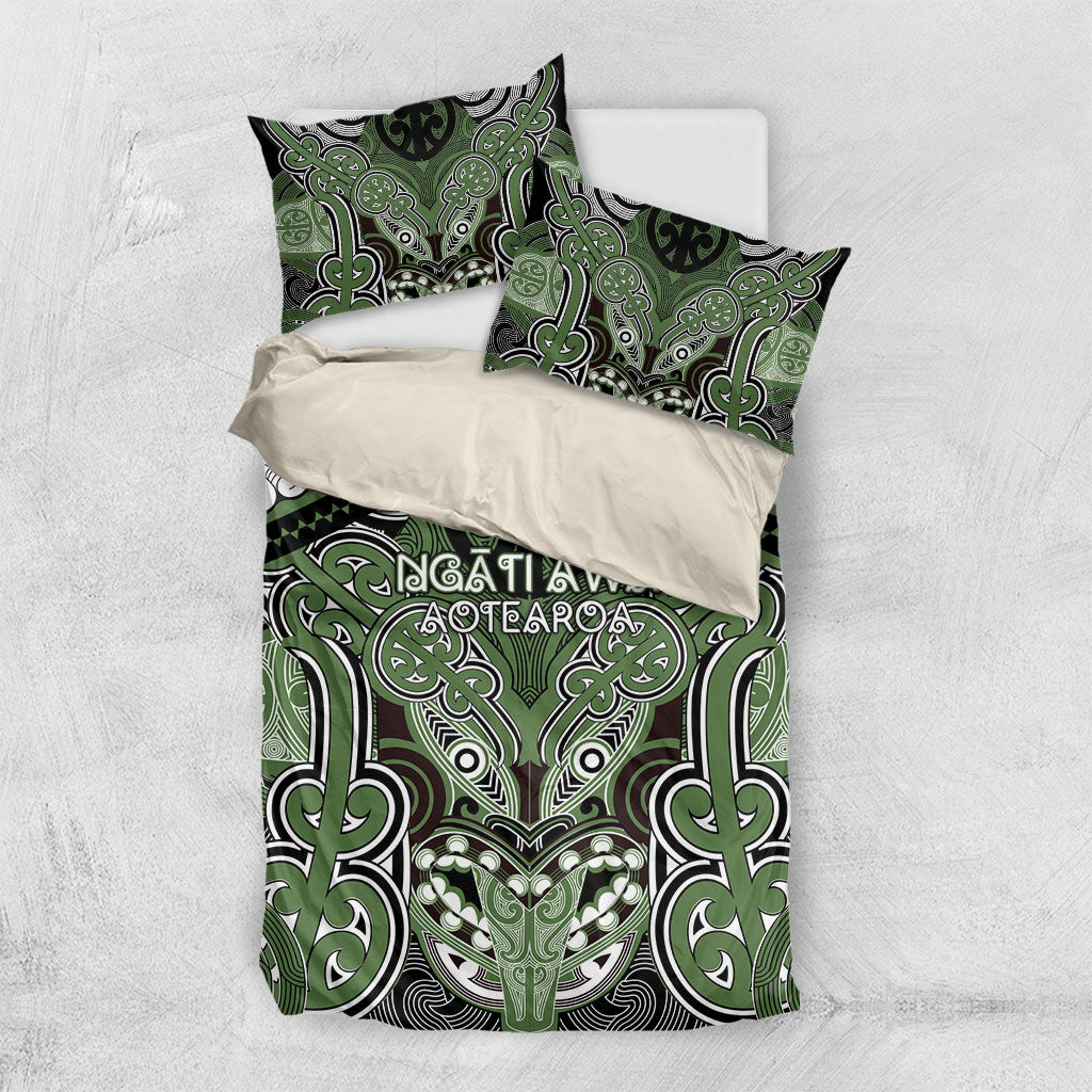 Aotearoa Iwi Ngati Awa Bedding Set Maori Kowhaiwhai Pattern LT19 US Twin 172cm x 218cm Green - Polynesian Pride
