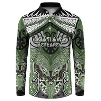 Aotearoa Iwi Ngati Awa Personalised Button Sweatshirt Maori Kowhaiwhai Pattern LT19 Green - Polynesian Pride
