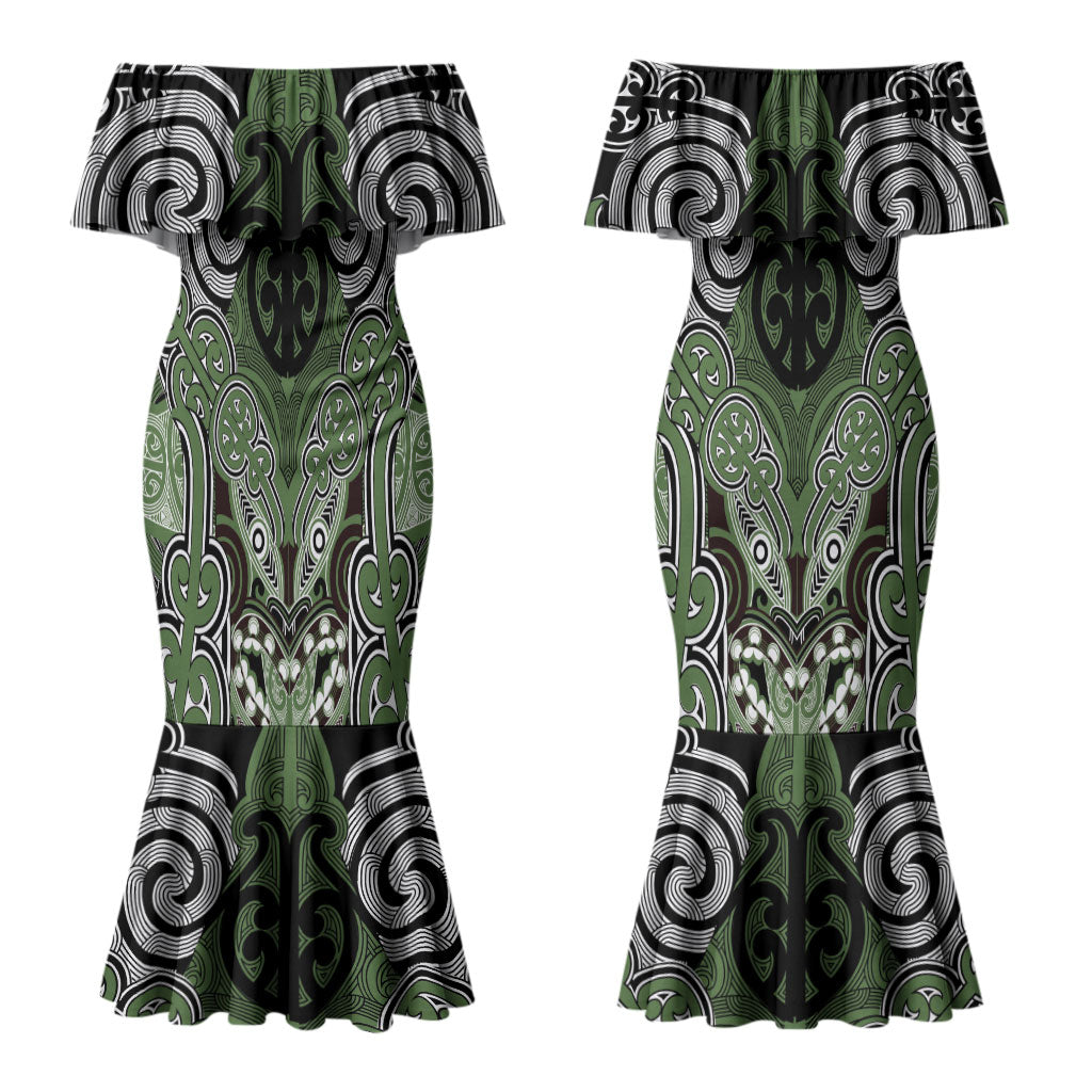 Aotearoa Iwi Ngati Awa Personalised Couples Matching Mermaid Dress and Hawaiian Shirt Maori Kowhaiwhai Pattern