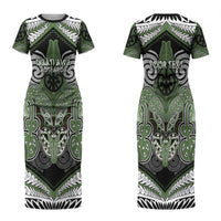 Aotearoa Iwi Ngati Awa Personalised Couples Matching Short Sleeve Bodycon Dress and Hawaiian Shirt Maori Kowhaiwhai Pattern
