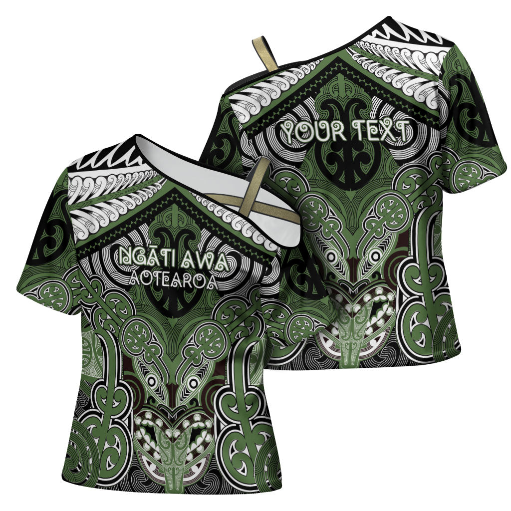 Aotearoa Iwi Ngati Awa Personalised Cross Shoulder Shirt Maori Kowhaiwhai Pattern