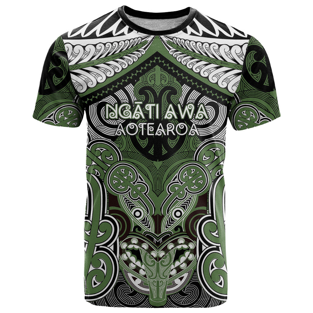 Aotearoa Iwi Ngati Awa Personalised T Shirt Maori Kowhaiwhai Pattern LT19 Green - Polynesian Pride