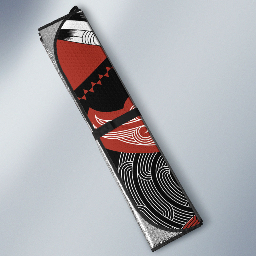 Aotearoa Iwi Rongowhakaata Auto Sun Shade Maori Kowhaiwhai Pattern