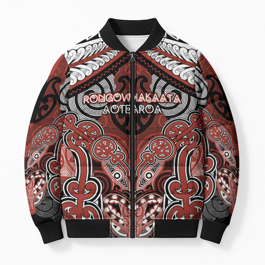 Aotearoa Iwi Rongowhakaata Personalised Bomber Puffer Jacket Maori Kowhaiwhai Pattern