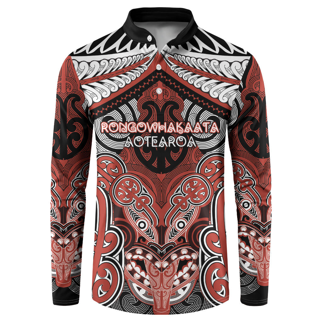 Aotearoa Iwi Rongowhakaata Personalised Button Sweatshirt Maori Kowhaiwhai Pattern