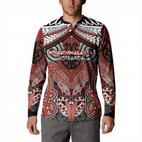 Aotearoa Iwi Rongowhakaata Personalised Button Sweatshirt Maori Kowhaiwhai Pattern
