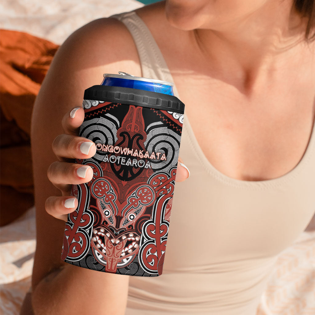 Aotearoa Iwi Rongowhakaata Personalised 4 in 1 Can Cooler Tumbler Maori Kowhaiwhai Pattern