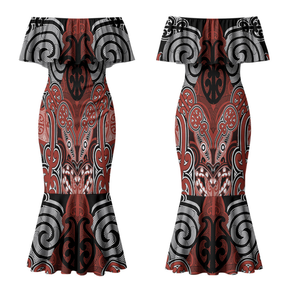 Aotearoa Iwi Rongowhakaata Personalised Couples Matching Mermaid Dress and Hawaiian Shirt Maori Kowhaiwhai Pattern