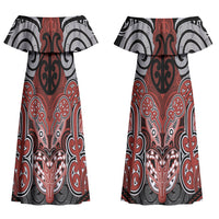 Aotearoa Iwi Rongowhakaata Personalised Couples Matching Off Shoulder Maxi Dress and Hawaiian Shirt Maori Kowhaiwhai Pattern