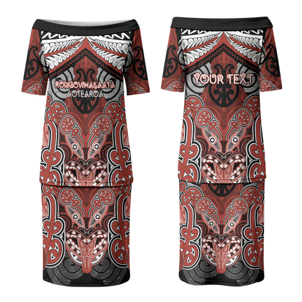 Aotearoa Iwi Rongowhakaata Personalised Couples Matching Puletasi and Hawaiian Shirt Maori Kowhaiwhai Pattern