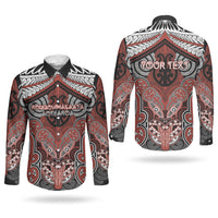 Aotearoa Iwi Rongowhakaata Personalised Couples Matching Short Sleeve Bodycon Dress and Long Sleeve Button Shirt Maori Kowhaiwhai Pattern