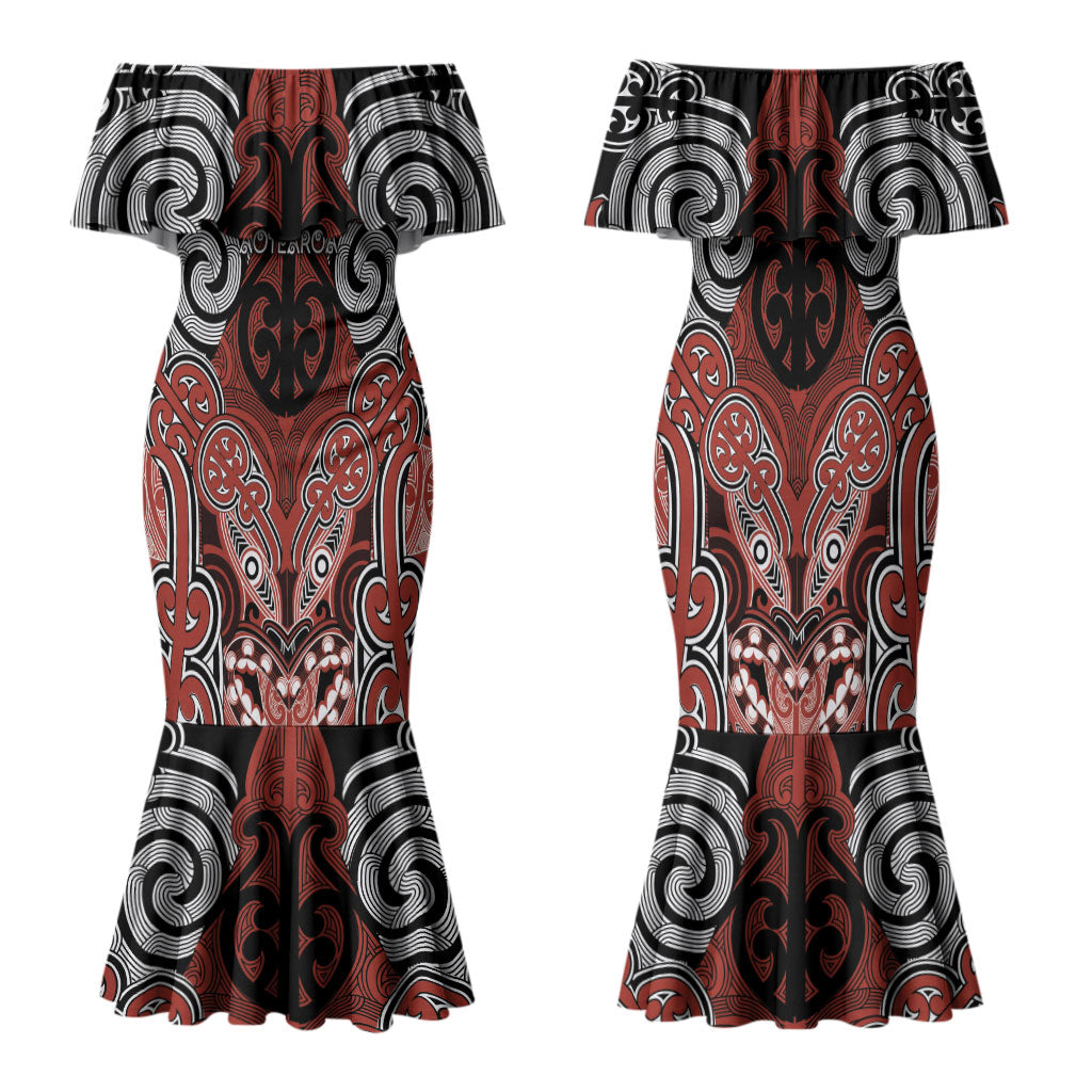 Aotearoa Iwi Rongowhakaata Personalised Family Matching Mermaid Dress and Hawaiian Shirt Maori Kowhaiwhai Pattern