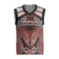 Aotearoa Iwi Rongowhakaata Personalised Christmas Knitted V-Neck Vest Maori Kowhaiwhai Pattern