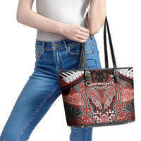 Aotearoa Iwi Rongowhakaata Leather Tote Bag Maori Kowhaiwhai Pattern