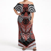 Aotearoa Iwi Rongowhakaata Personalised Off Shoulder Maxi Dress Maori Kowhaiwhai Pattern