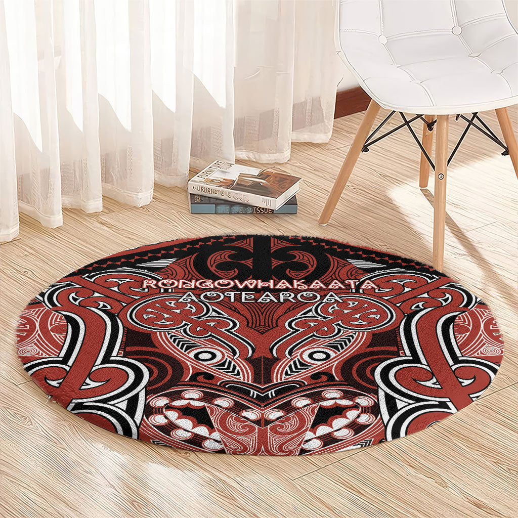 Aotearoa Iwi Rongowhakaata Round Carpet Maori Kowhaiwhai Pattern