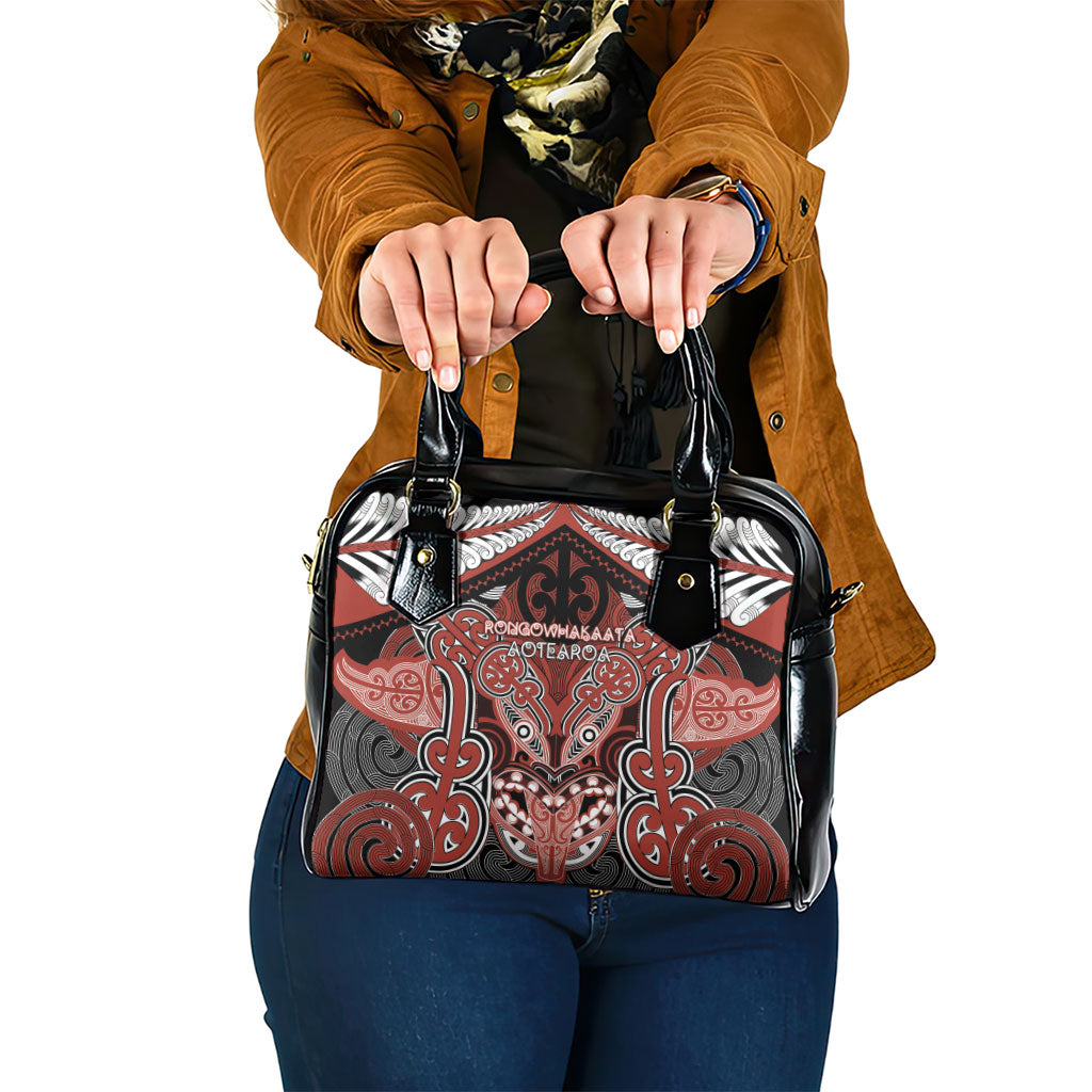 Aotearoa Iwi Rongowhakaata Shoulder Handbag Maori Kowhaiwhai Pattern