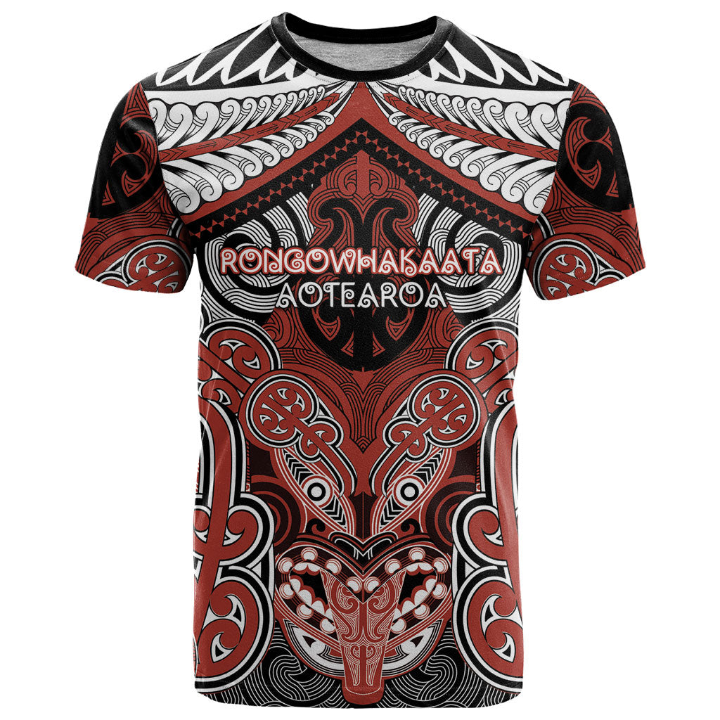 Aotearoa Iwi Rongowhakaata Personalised T Shirt Maori Kowhaiwhai Pattern LT19 Red - Polynesian Pride