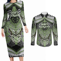 Aotearoa Iwi Ngati Raukawa Personalised Couples Matching Long Sleeve Bodycon Dress and Long Sleeve Button Shirt Maori Kowhaiwhai Pattern
