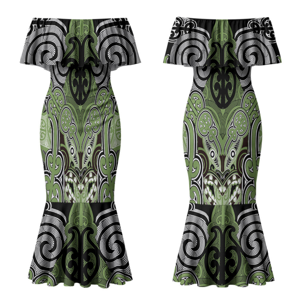 Aotearoa Iwi Ngati Raukawa Personalised Couples Matching Mermaid Dress and Hawaiian Shirt Maori Kowhaiwhai Pattern