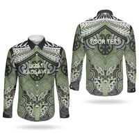 Aotearoa Iwi Ngati Raukawa Personalised Couples Matching Off The Shoulder Long Sleeve Dress and Long Sleeve Button Shirt Maori Kowhaiwhai Pattern