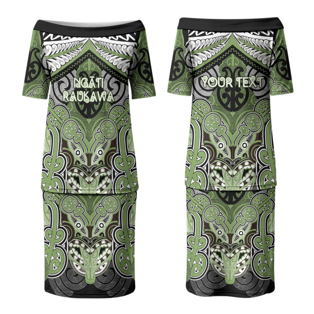 Aotearoa Iwi Ngati Raukawa Personalised Couples Matching Puletasi and Long Sleeve Button Shirt Maori Kowhaiwhai Pattern
