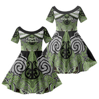 Aotearoa Iwi Ngati Raukawa Personalised Family Matching Short Sleeve Bodycon Dress and Hawaiian Shirt Maori Kowhaiwhai Pattern