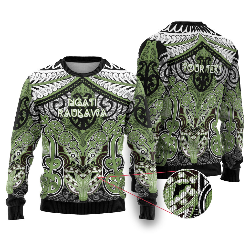 Aotearoa Iwi Ngati Raukawa Personalised Ugly Christmas Sweater Maori Kowhaiwhai Pattern