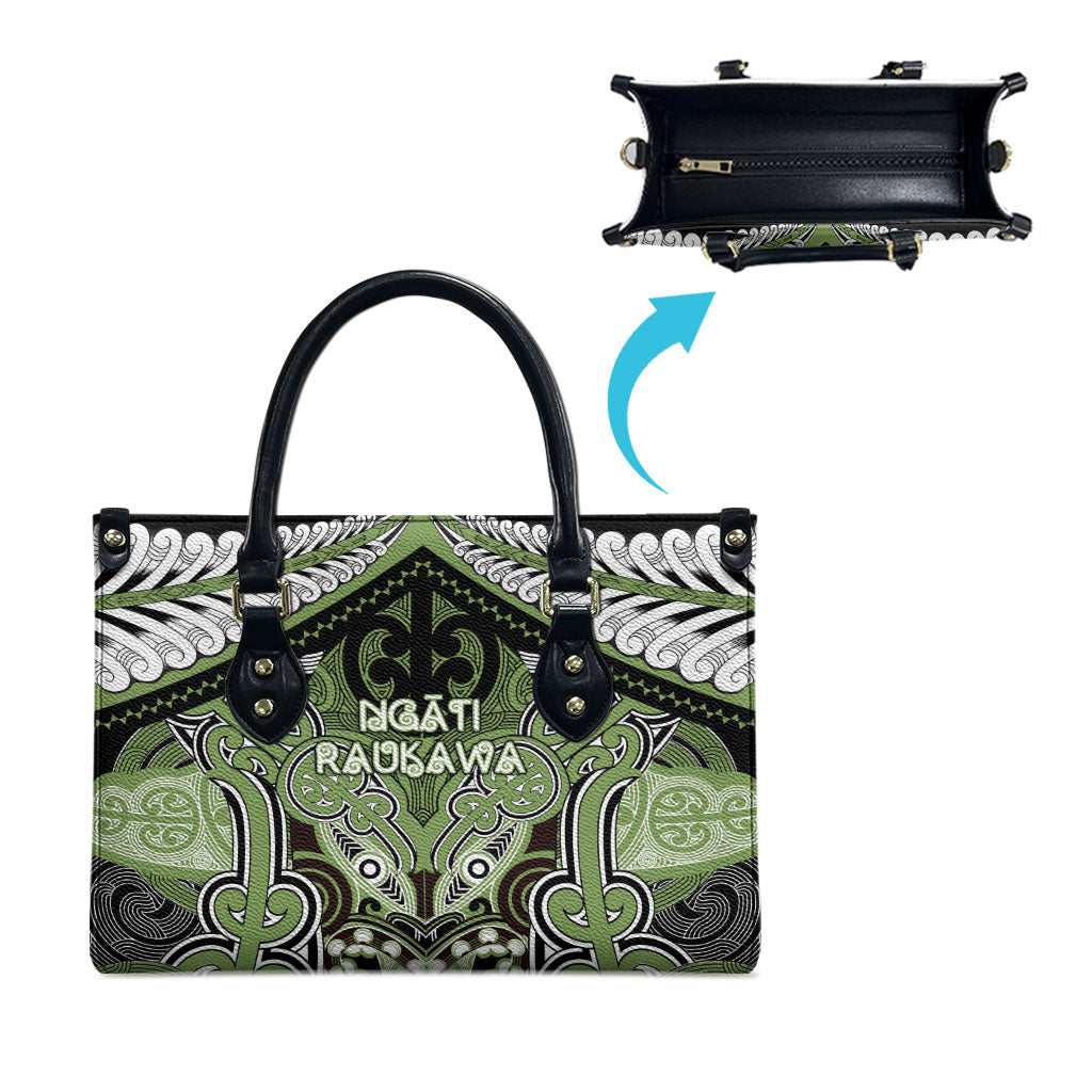 Aotearoa Iwi Ngati Raukawa Leather Bag Maori Kowhaiwhai Pattern
