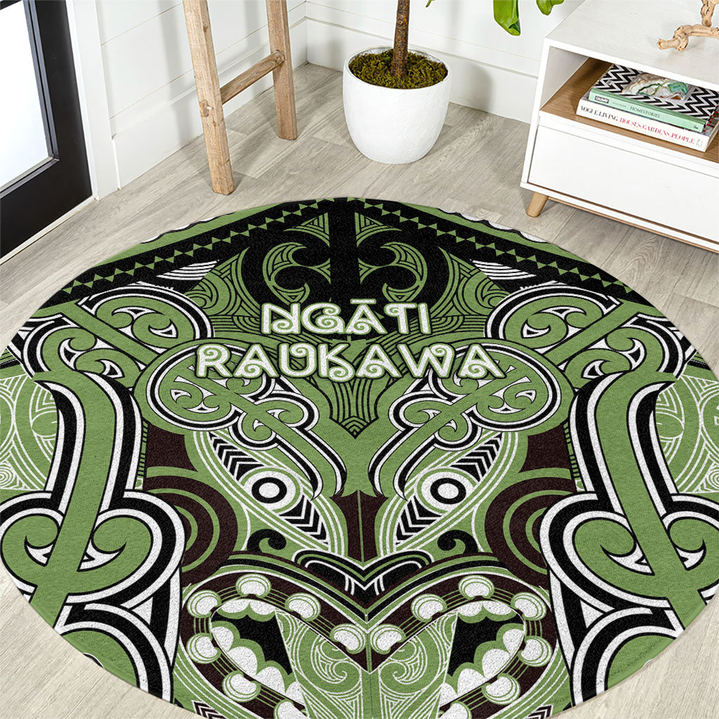Aotearoa Iwi Ngati Raukawa Round Carpet Maori Kowhaiwhai Pattern