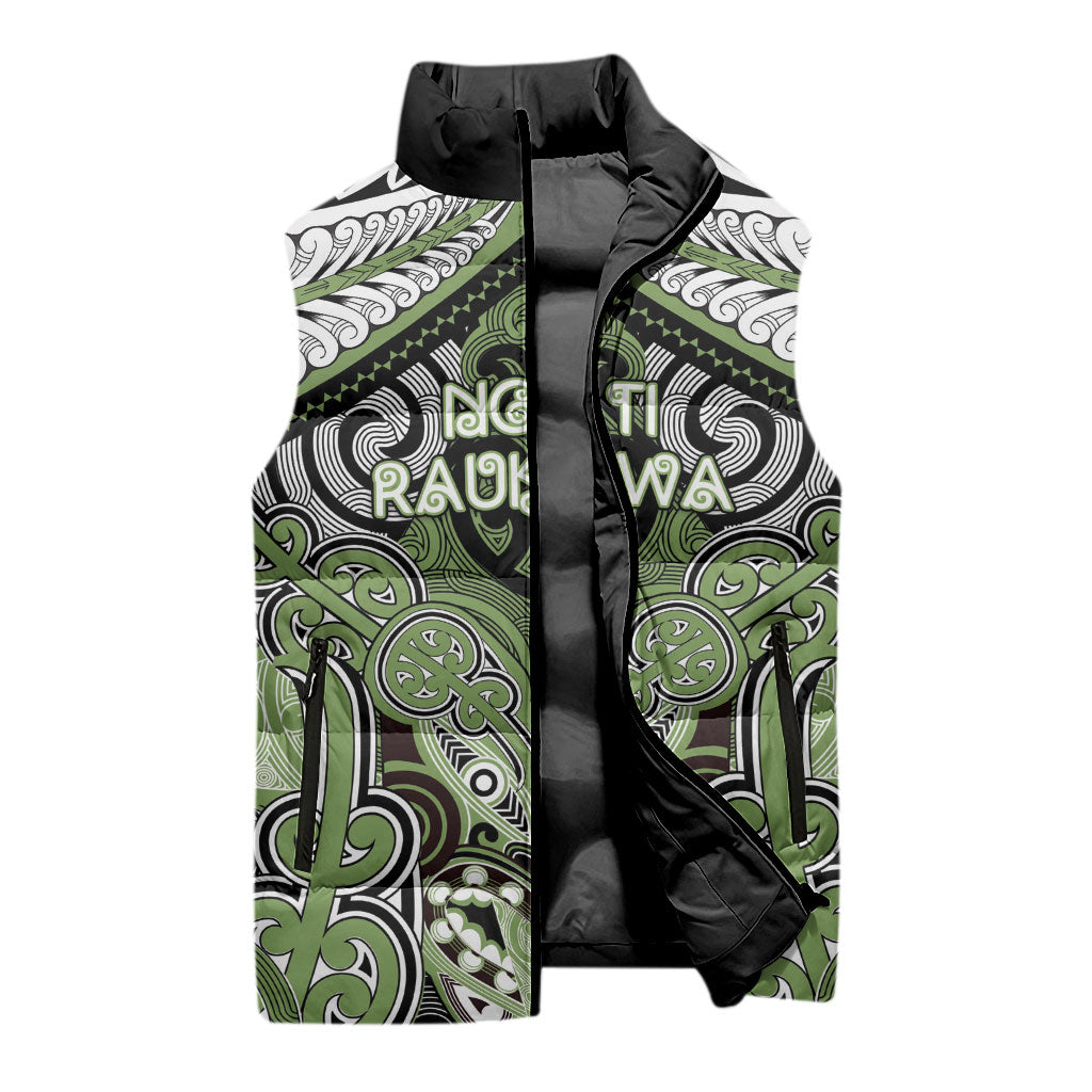 Aotearoa Iwi Ngati Raukawa Personalised Sleeveless Puffer Jacket Maori Kowhaiwhai Pattern