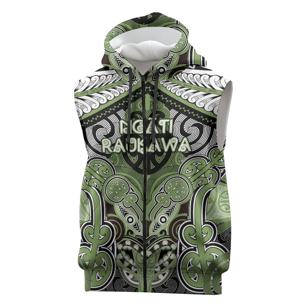 Aotearoa Iwi Ngati Raukawa Personalised Sleeveless Zip Hoodie Maori Kowhaiwhai Pattern