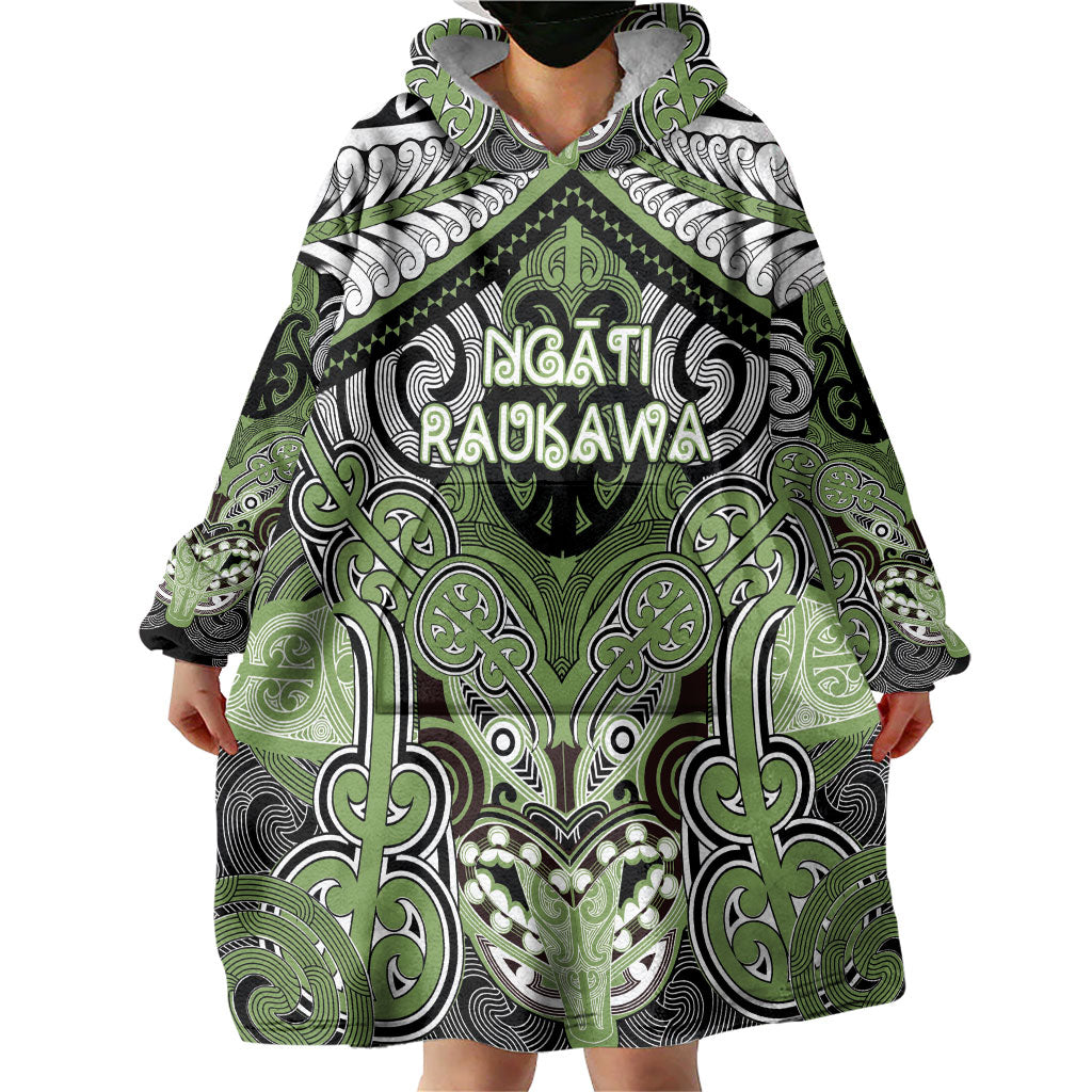 Aotearoa Iwi Ngati Raukawa Personalised Wearable Blanket Hoodie Maori Kowhaiwhai Pattern