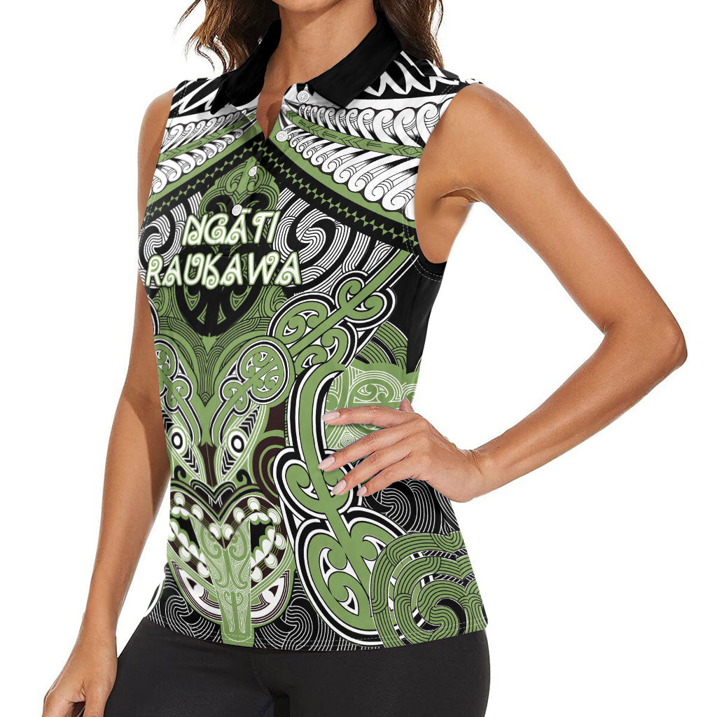 Aotearoa Iwi Ngati Raukawa Personalised Women Sleeveless Polo Shirt Maori Kowhaiwhai Pattern