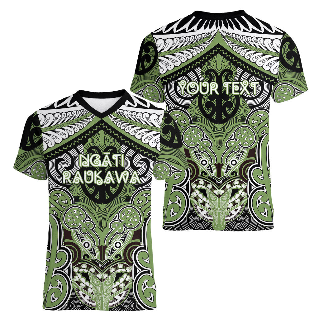 Aotearoa Iwi Ngati Raukawa Personalised Women V-Neck T-Shirt Maori Kowhaiwhai Pattern