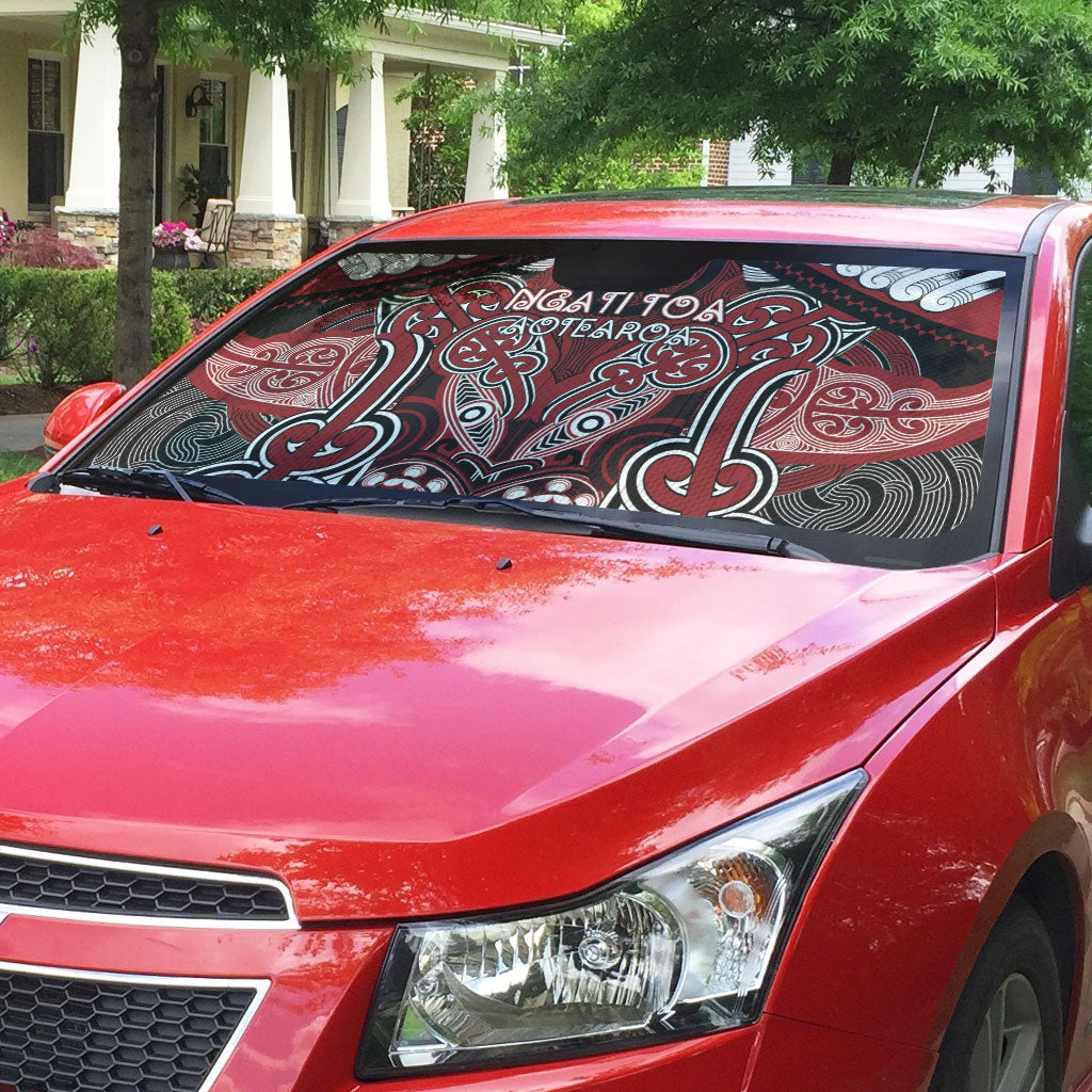 Aotearoa Iwi Ngati Toa Auto Sun Shade Maori Kowhaiwhai Pattern