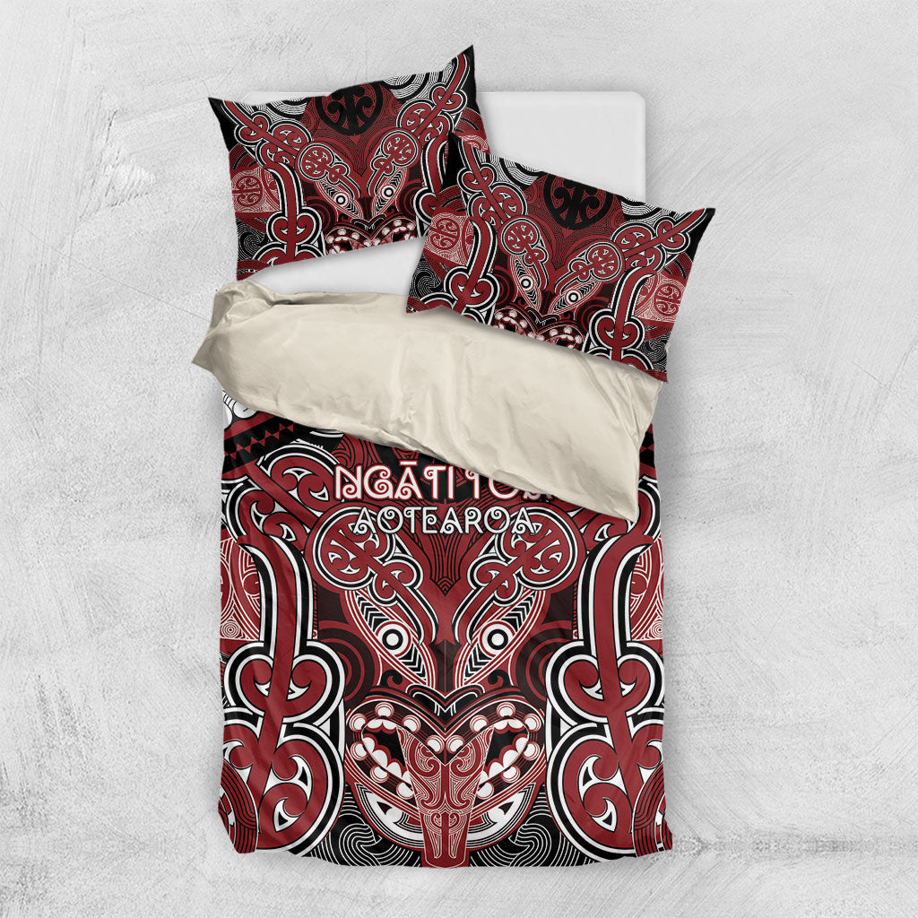 Aotearoa Iwi Ngati Toa Bedding Set Maori Kowhaiwhai Pattern LT19 US Twin 172cm x 218cm Red - Polynesian Pride