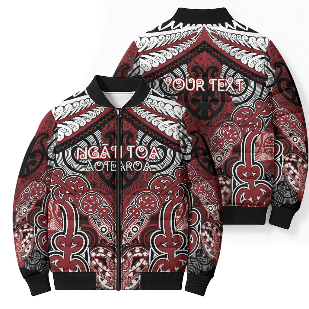 Aotearoa Iwi Ngati Toa Personalised Bomber Puffer Jacket Maori Kowhaiwhai Pattern