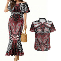 Aotearoa Iwi Ngati Toa Personalised Couples Matching Mermaid Dress and Hawaiian Shirt Maori Kowhaiwhai Pattern