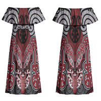 Aotearoa Iwi Ngati Toa Personalised Couples Matching Off Shoulder Maxi Dress and Long Sleeve Button Shirt Maori Kowhaiwhai Pattern