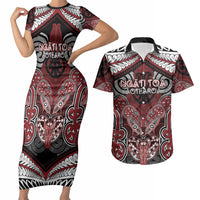 Aotearoa Iwi Ngati Toa Personalised Couples Matching Short Sleeve Bodycon Dress and Hawaiian Shirt Maori Kowhaiwhai Pattern
