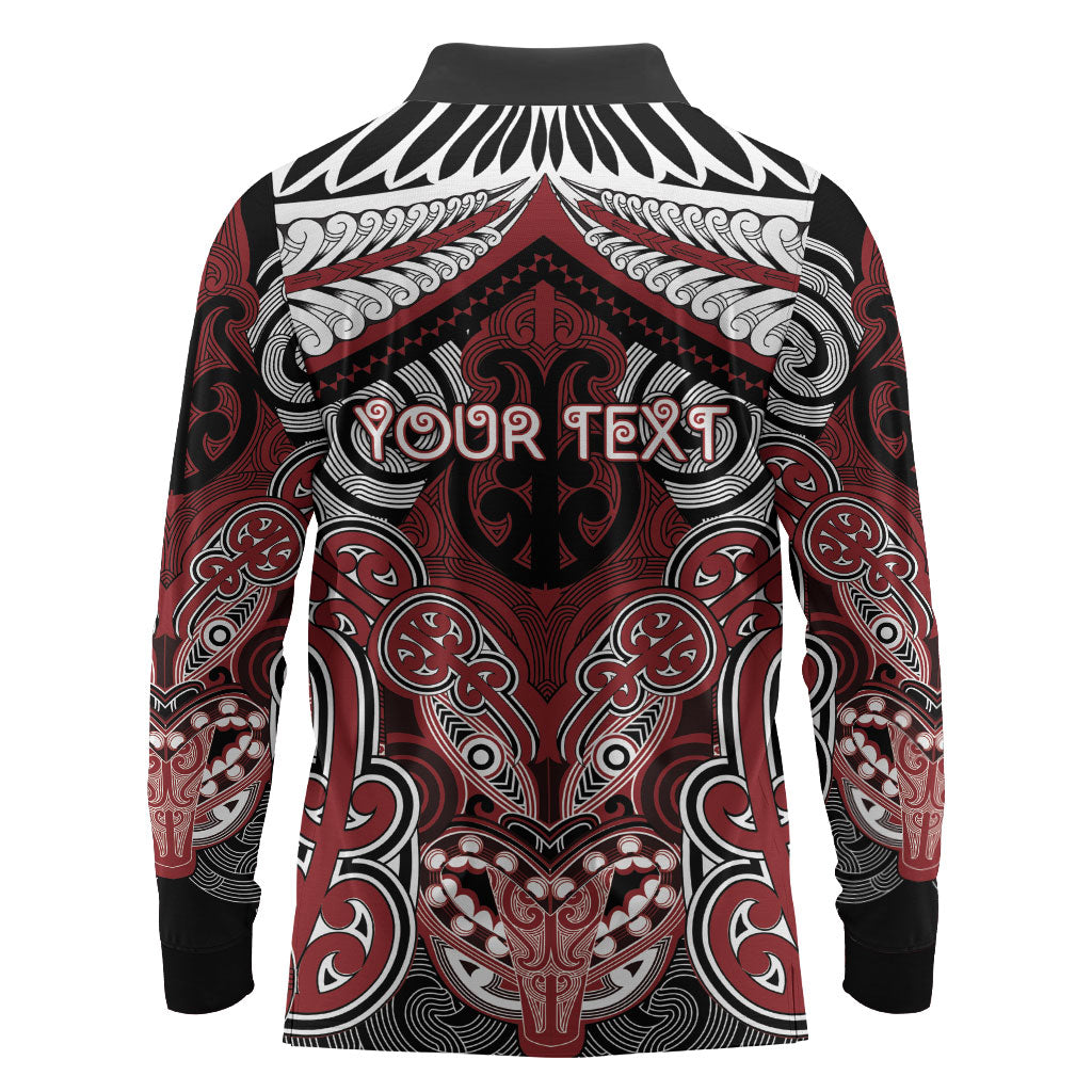 Aotearoa Iwi Ngati Toa Personalised Long Sleeve Polo Shirt Maori Kowhaiwhai Pattern
