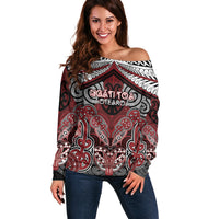 Aotearoa Iwi Ngati Toa Personalised Off Shoulder Sweater Maori Kowhaiwhai Pattern