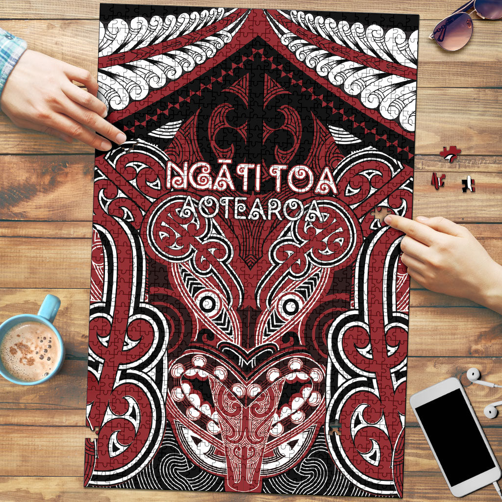 Aotearoa Iwi Ngati Toa Puzzle Maori Kowhaiwhai Pattern LT19 Red - Polynesian Pride