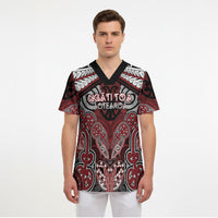 Aotearoa Iwi Ngati Toa Personalised Scrub Top Maori Kowhaiwhai Pattern