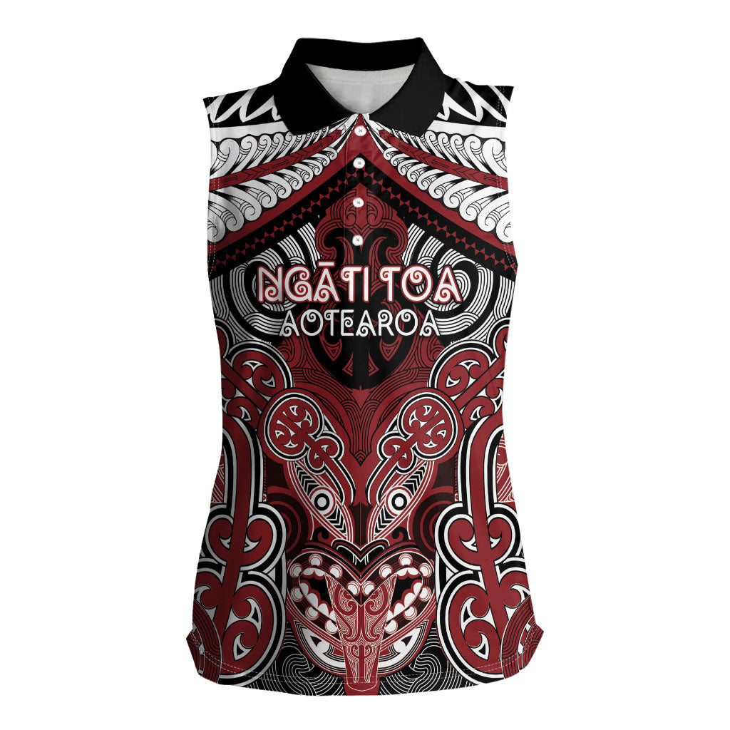 Aotearoa Iwi Ngati Toa Personalised Women Sleeveless Polo Shirt Maori Kowhaiwhai Pattern
