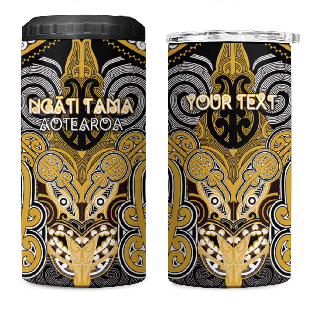Aotearoa Iwi Ngati Tama Personalised 4 in 1 Can Cooler Tumbler Maori Kowhaiwhai Pattern