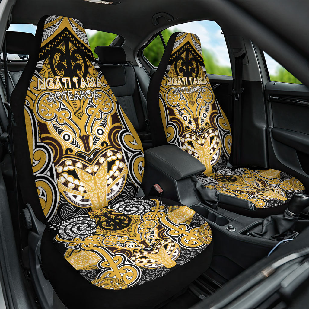 Aotearoa Iwi Ngati Tama Car Seat Cover Maori Kowhaiwhai Pattern LT19 One Size Yellow - Polynesian Pride
